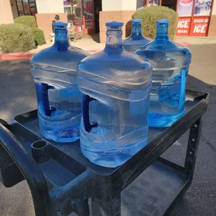 Carts available for transporting the water jugs