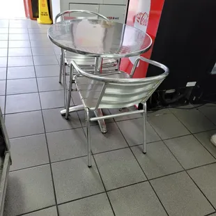 a table and chairs