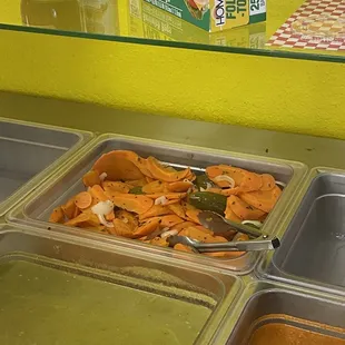 Salsa bar, pickled veggies..