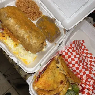 Birria tacos and 16. Chimichanga Combo