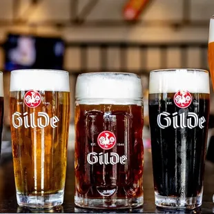a selection of beer glasses