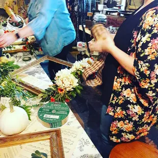 Picture Frame Wreath Class! Contact us and let us know what you would like to learn at the next Home Arts Series class!