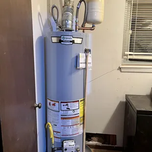 Natural gas water heater replacement in Guthrie, Oklahoma.