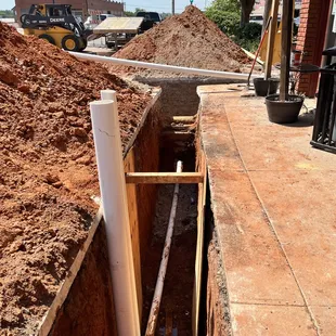 Commercial Sewer line replacement in the heart of Guthrie