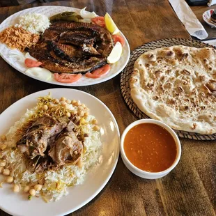 Lamb kozi and grilled fish