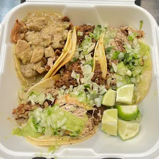 Chicharrón Taco, Carnitas Tacos, Chorizo Taco