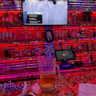 a bar with neon lights