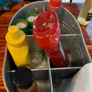 a container of condiments