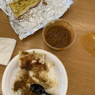 Lamb Curry, Rice, and Naan