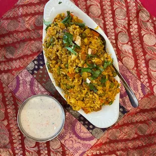 Vegetable Briyani and raita(yogurt sauce)