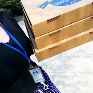 Picking up pizza for my crew
