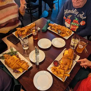 Fish sandwiches. See how the fish fully covers 2 slices of marble rye?