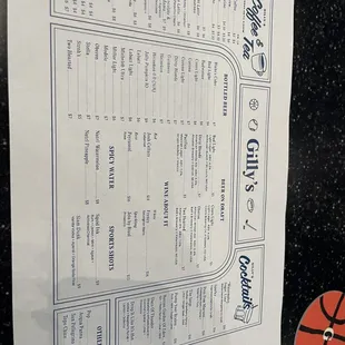 menu