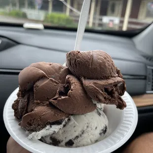 2 scoop cookies n cream + 2 scoop brownie batter