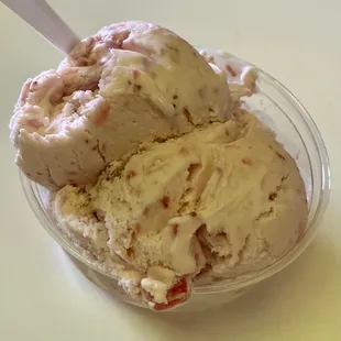 Little Gilly Strawberry ice cream in a cup from Gilly&apos;s Creamery