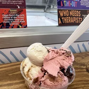 Left-mommy need a time out Right-dark cherry with fudge swirls