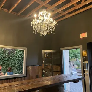  chandelier hanging from the ceiling