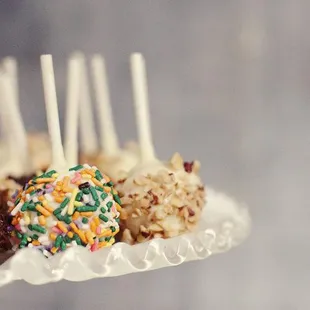 Cake pop desserts for Gil's Elegant Catering wedding menu.