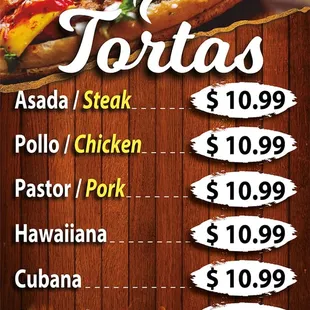 a menu for a taqueria