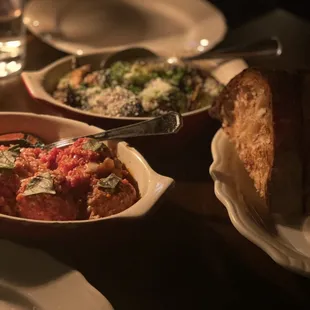 Meatballs, Charred Brussel Sprouts