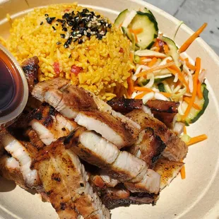 Grilled pork belly plate