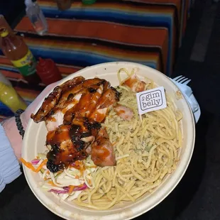 Garlic noodles Bbq chicken