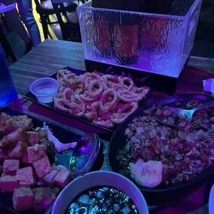Calamari, Tokwa&apos;t Baboy, Sizzling Sisig Original. Yum!
