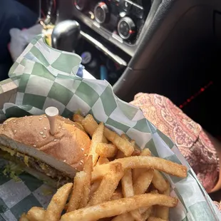 the wagyu burger and fries ! the other half was being demolished by my husband hahaha