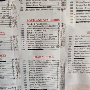 Menu as of October 2023