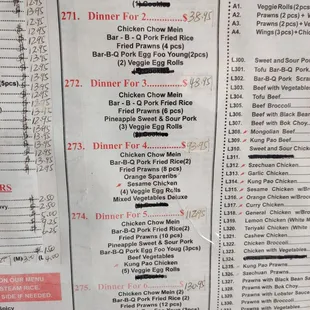 Menu as of October 2023