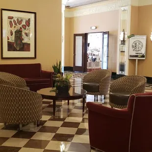 the lobby of a hotel