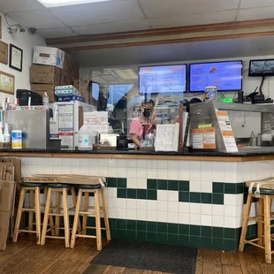 ows the counter area of the restaurant