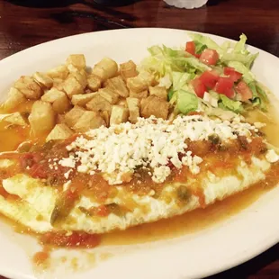 an omelet and salad