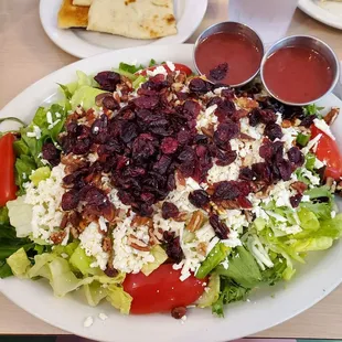 Oh My gosh...their Fresh Michigan Grilled Chicken Salad Creation is a HUGE Platter! Includes 4 warm pita bread slices = $12.00   9/5/2024
