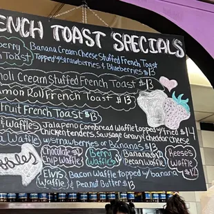 a menu for french toast specials