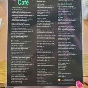 Lunch Menu on back with soooo many delicious and large portion size food.  9/5/2024
