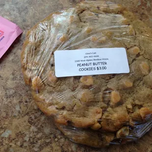 TWO large Peanut Butter Cookies, ONLY $3 for the pair! Well worth it too!