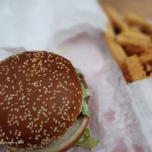 Burger and fries