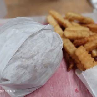 a burger and french fries