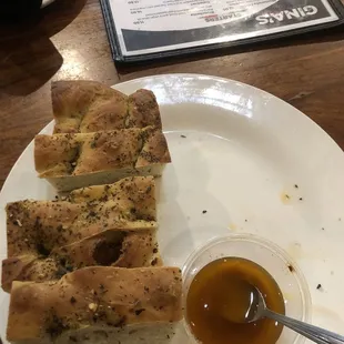 Focaccia bread and oil