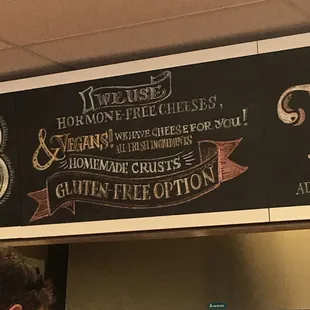 a menu on the wall