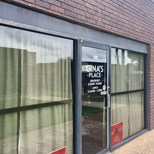a sign in the window