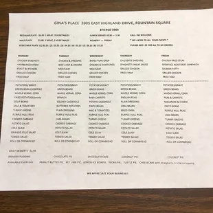 menu