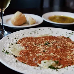 Mushroom Ravioli in Ala Vodka Sauce