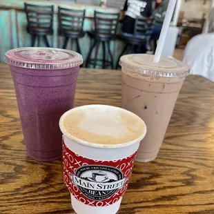 two cups of coffee on a table