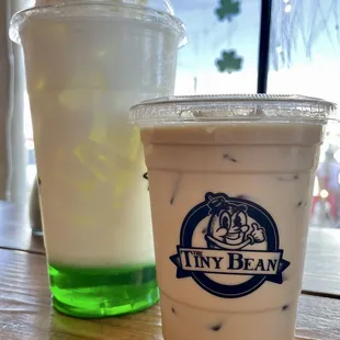 Green apple Italian soda and iced Café latte