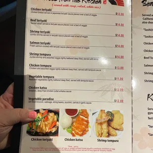 menu, sushi and sashimi