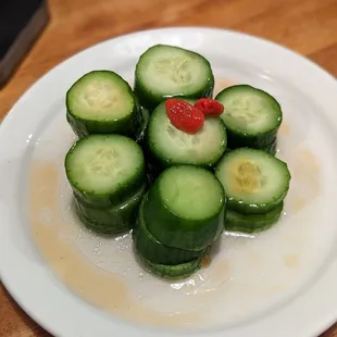 Cucumber salad $8   I wouldn&apos;t call it a salad but rather.. sliced and salted cucumber. Would pay $3-5 for it.