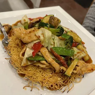 Pan fried noodle cake
