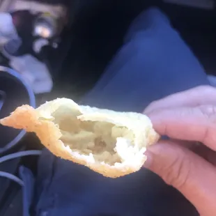 This was the Crab Ragoons. Only one wasn't like this but still had the bag of chips full of air feeling to it.